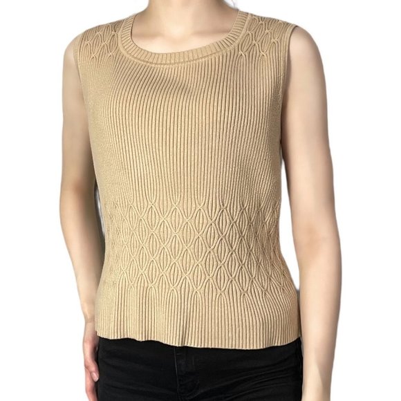 𝅺tan Sweater Vest Apostrophe Brand - Picture 1 of 4